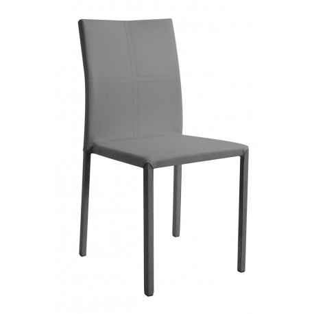 atia chaise empilable revêtement pu reach gris sur-piqure grise