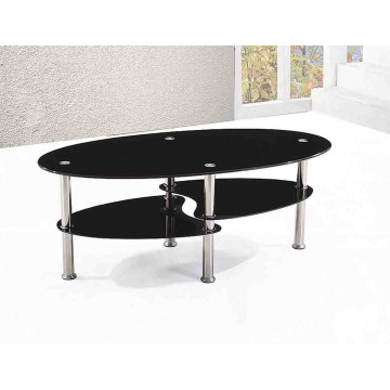 A63N Table basse ovale verre noir