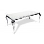 Baroque Table 150cm chrome verre blanc