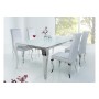 Baroque Table 150cm chrome verre blanc