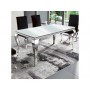 Baroque Table 150cm chrome verre blanc