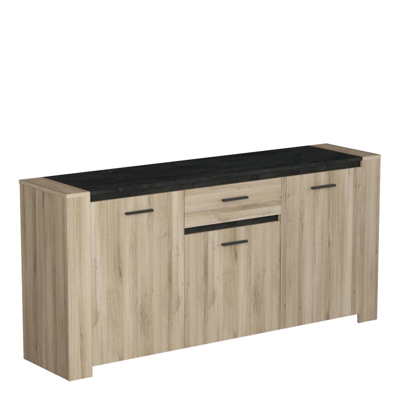 MODIA - Meuble Etagère Blanc et Anthracite 2 Portes 3 Niches -  -  Meubles, Salons, Literie