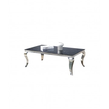 BAROQUE Table basse chrome verre noir marbré