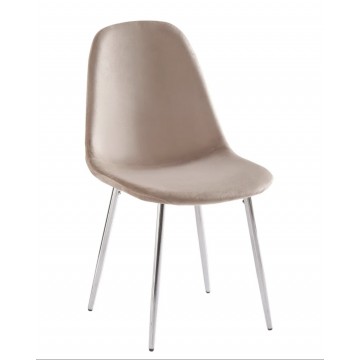 Scandi chaise taupe pieds chromés